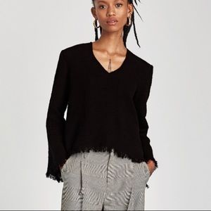 Zara long sleeve woven fringe top